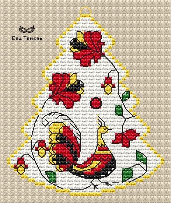 Christmas Tree. Permogorsk Painting Cross Stitch Pattern фото 1