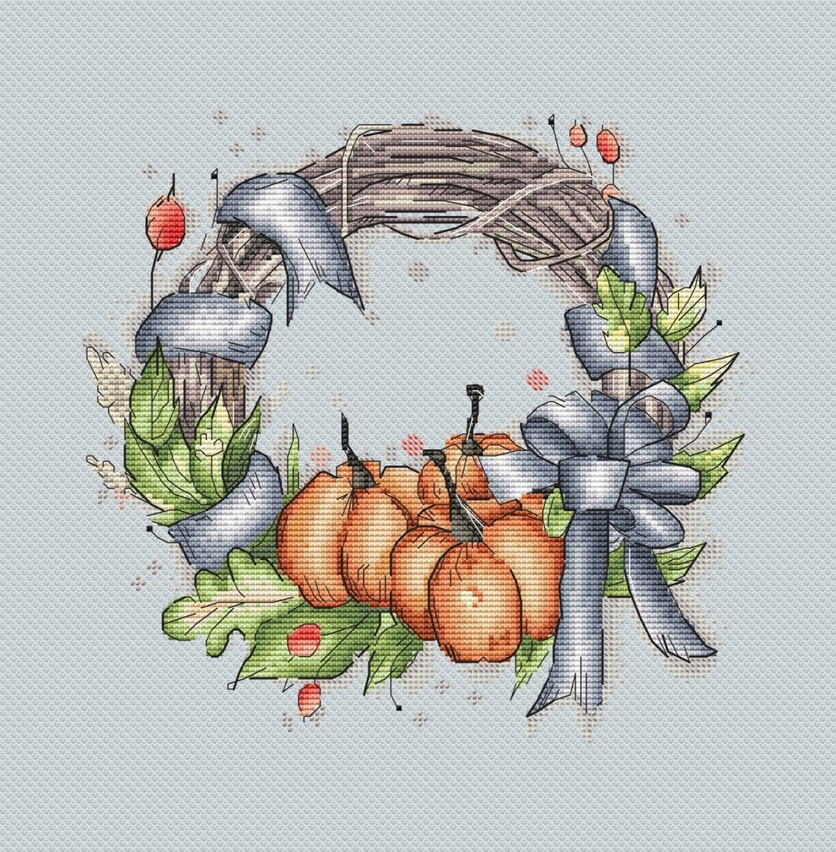 Fall Wreath Cross Stitch Chart фото 1
