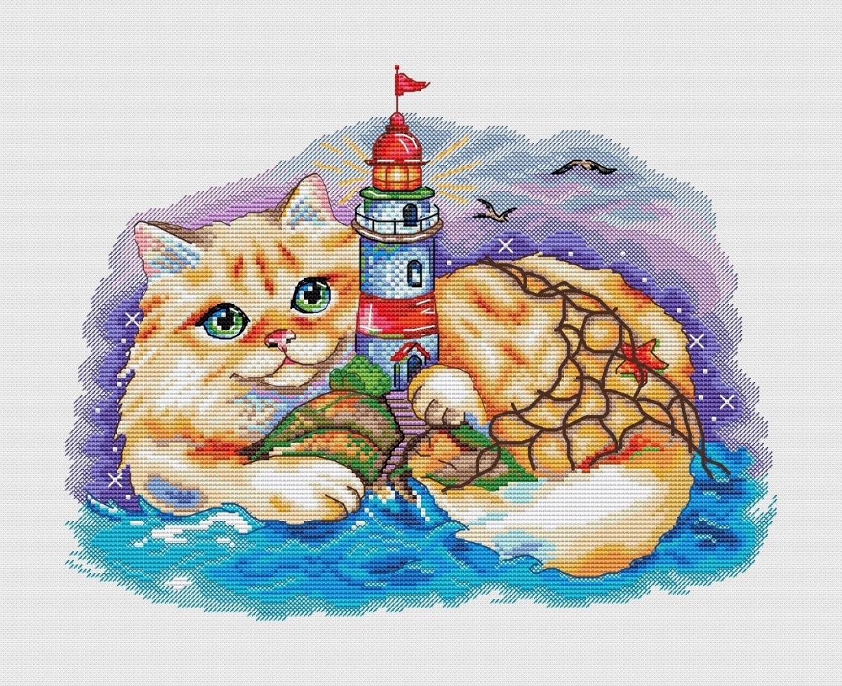 The Сat and the Lighthouse Cross Stitch Pattern фото 1