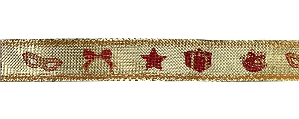 Decorative ribbon Holiday on Gold, 2cm/3m, 5pcs фото 1