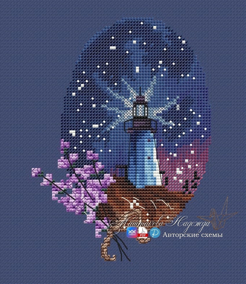 Lighthouse. Night Cross Stitch Pattern фото 1