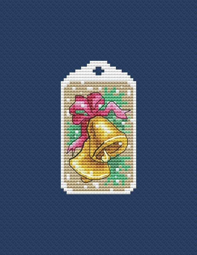 Christmas Keychain. Bells Cross Stitch Pattern фото 1