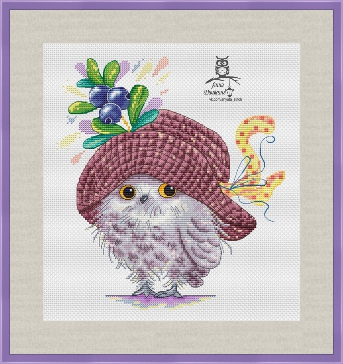 Owl Fashionista Cross Stitch Pattern фото 1
