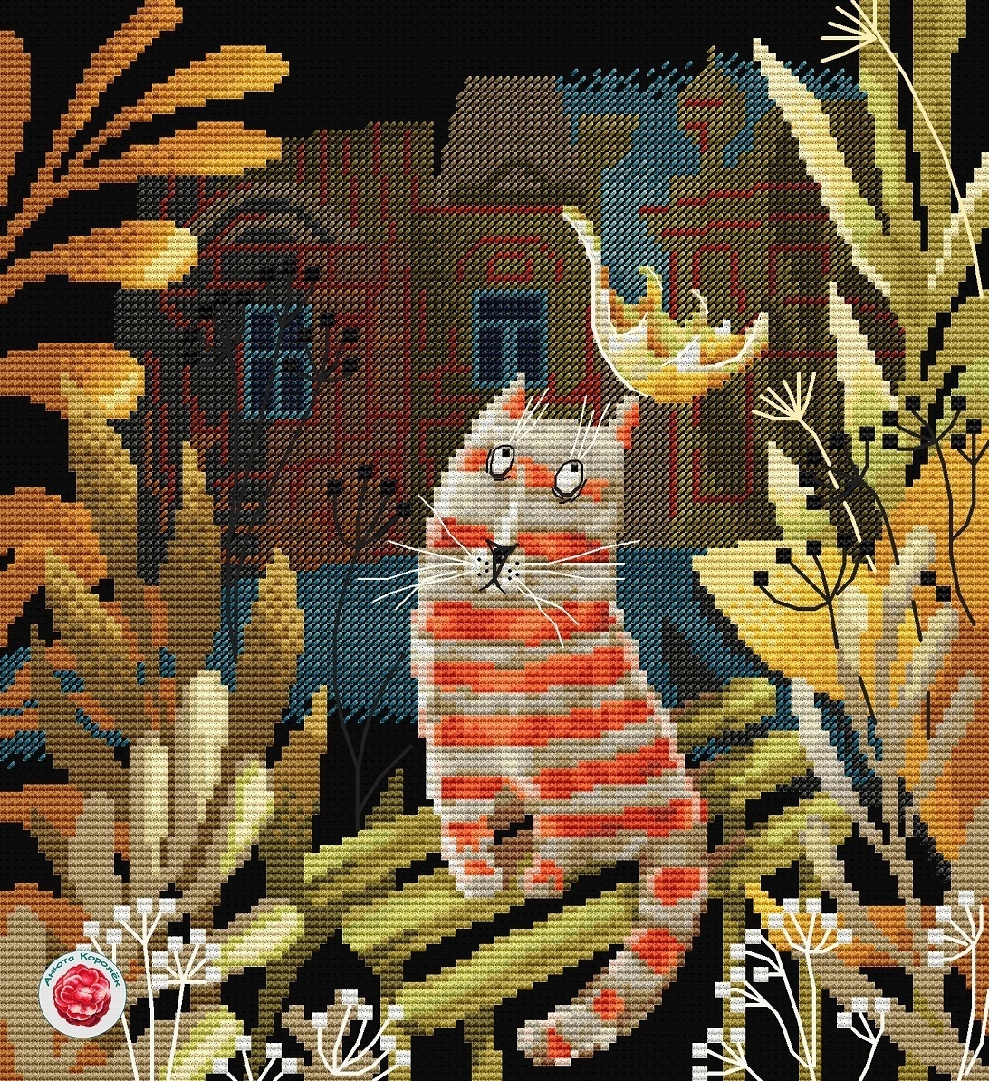 Autumn Cat Cross Stitch Pattern фото 2