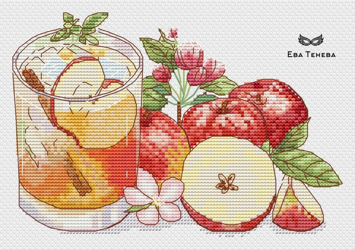 Apple Season. Dessert Cross Stitch Pattern фото 1