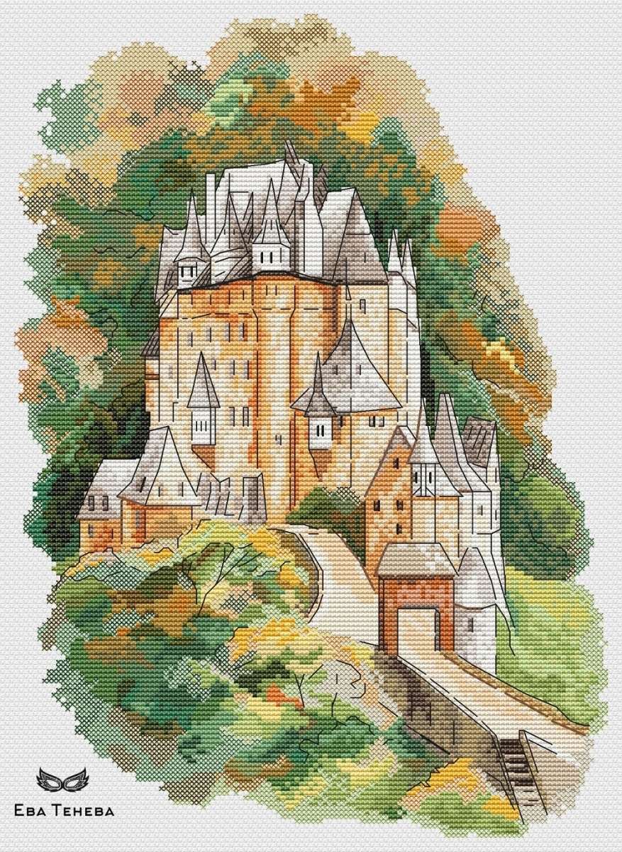 Autumn Castle 1 Cross Stitch Pattern фото 1