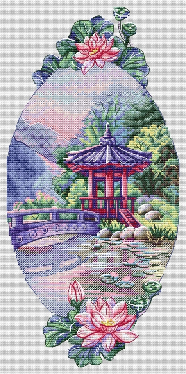 Oriental Gazebo Cross Stitch Pattern фото 1