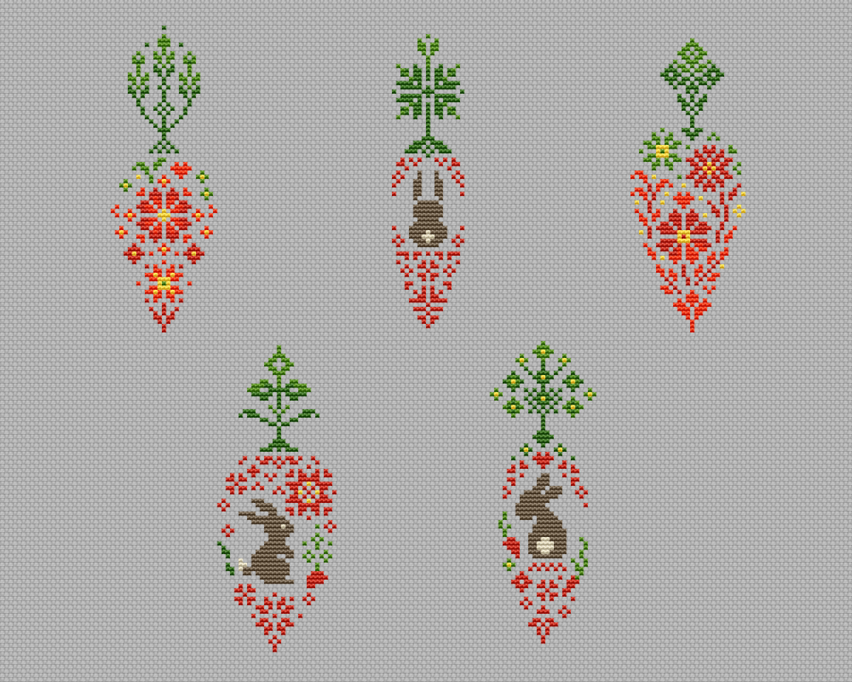 Carrots and Rabbits Cross Stitch Pattern фото 1