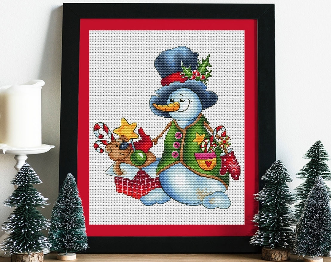 Christmas Snowman Cross Stitch Pattern фото 1