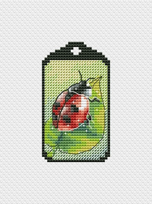 Ladybug Keychain Cross Stitch Pattern фото 1