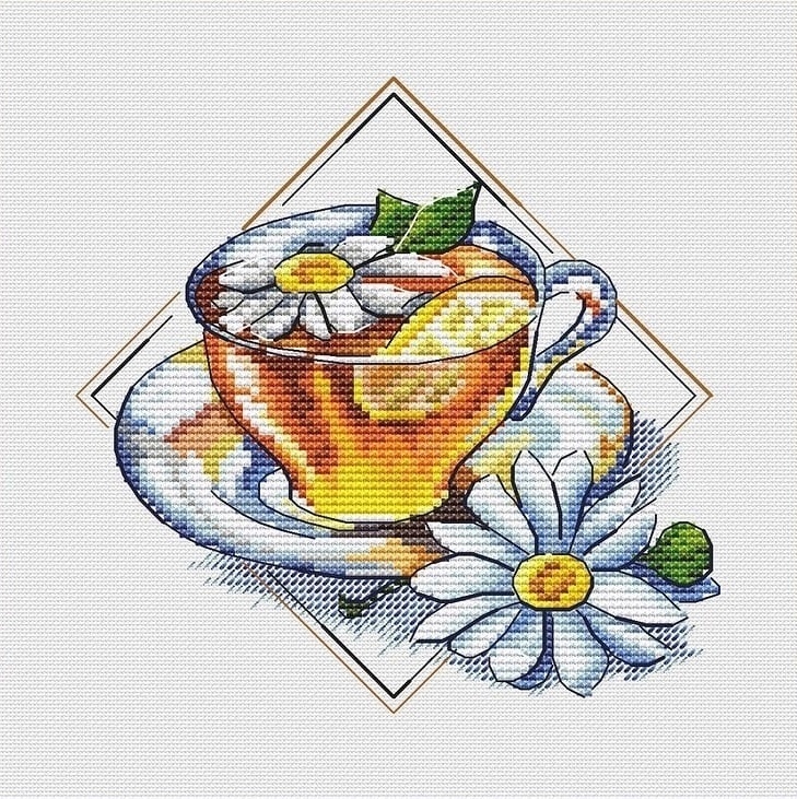 Tea Cup Cross Stitch Pattern фото 1