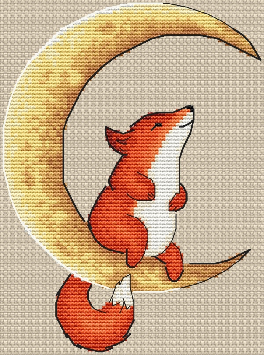 Fox on the Moon Cross Stitch Pattern фото 2