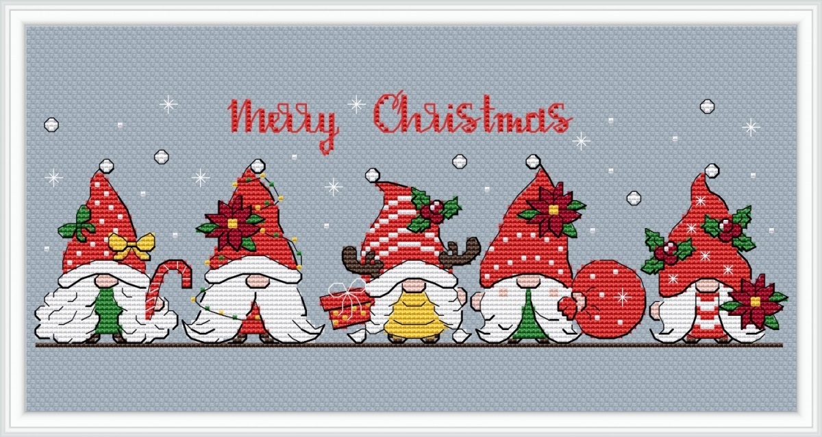 Christmas Festive Gnomes Cross Stitch Pattern фото 1