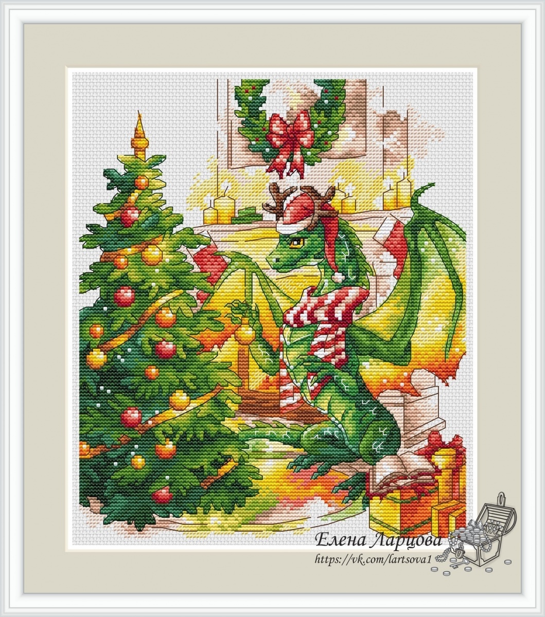 Christmas Dragon Cross Stitch Pattern фото 1