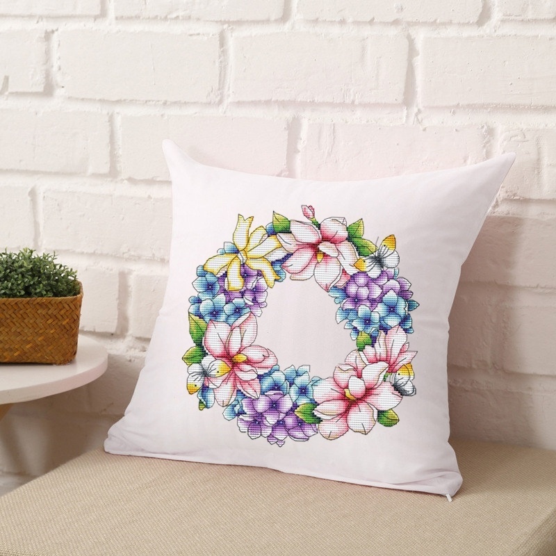 Wreath with Magnolias Cross Stitch Pattern фото 9