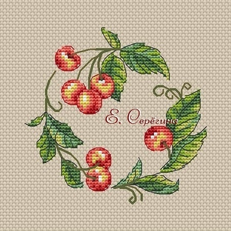 Cherry Wreath Cross Stitch Chart фото 2