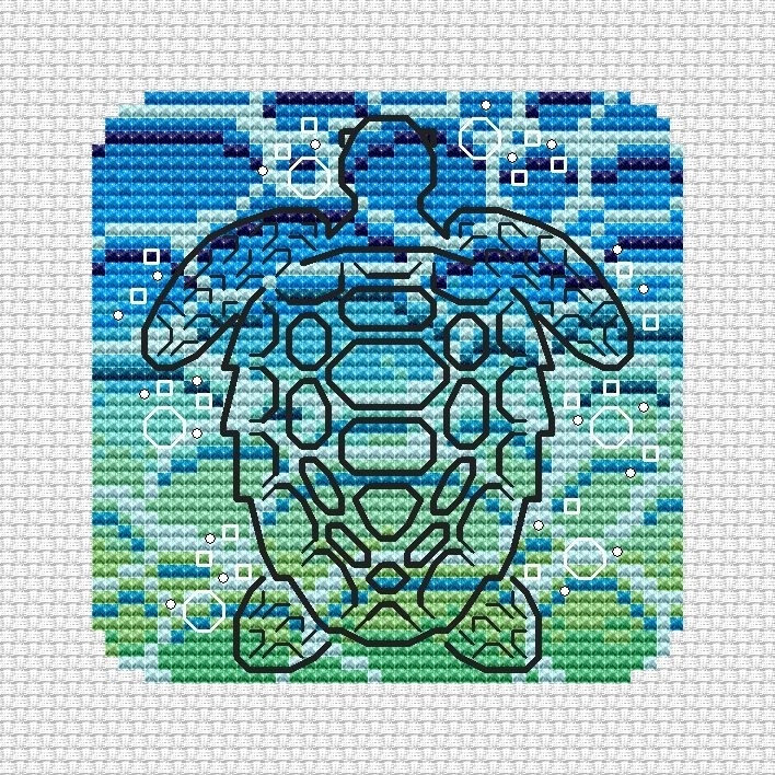 Turtle Cross Stitch Pattern фото 1