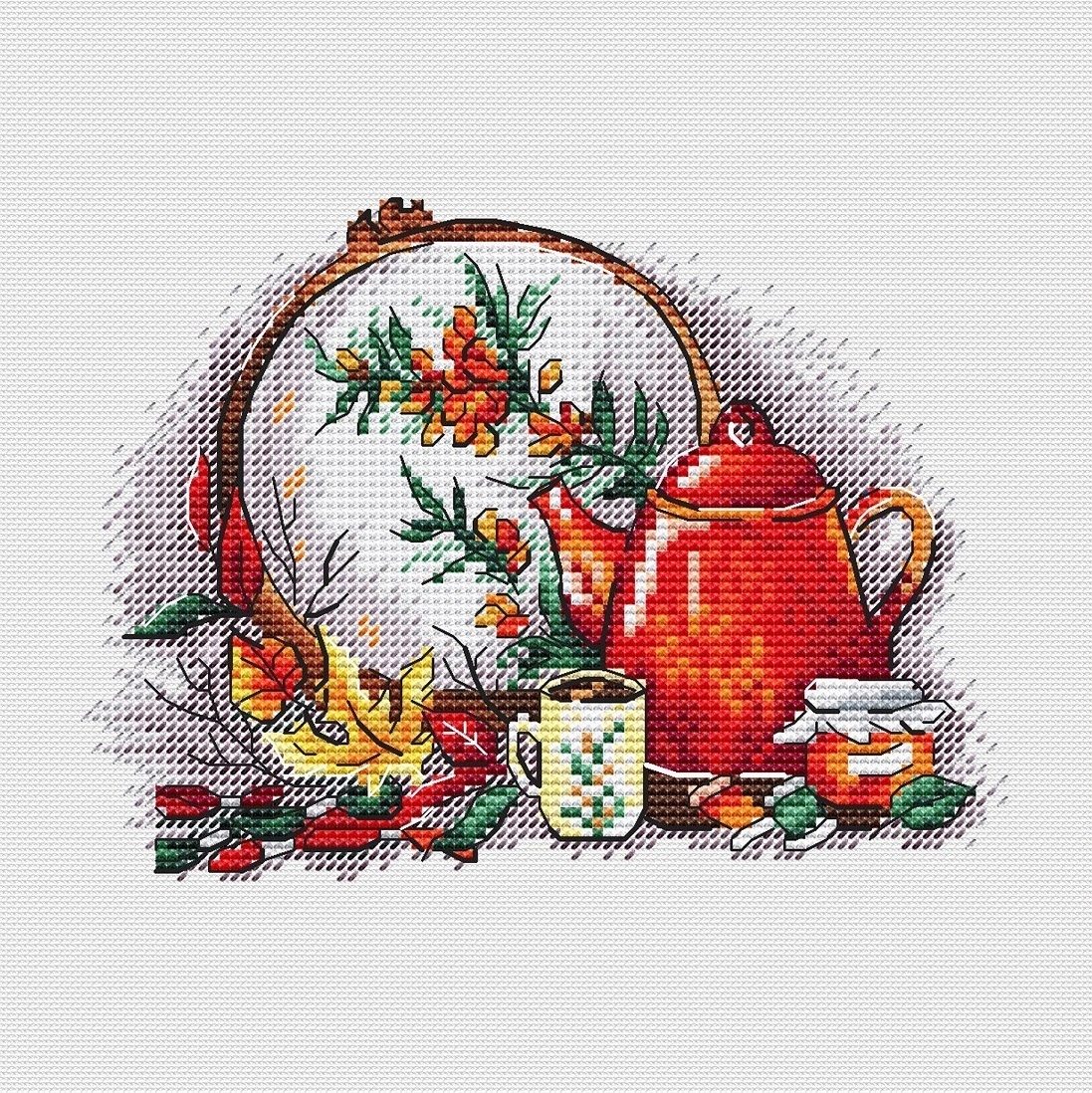 Seasonal Tea. Autumn Cross Stitch Pattern фото 1