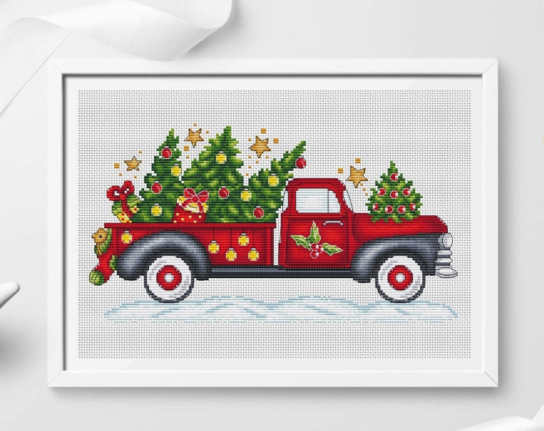 Christmas Truck Cross Stitch Chart фото 1