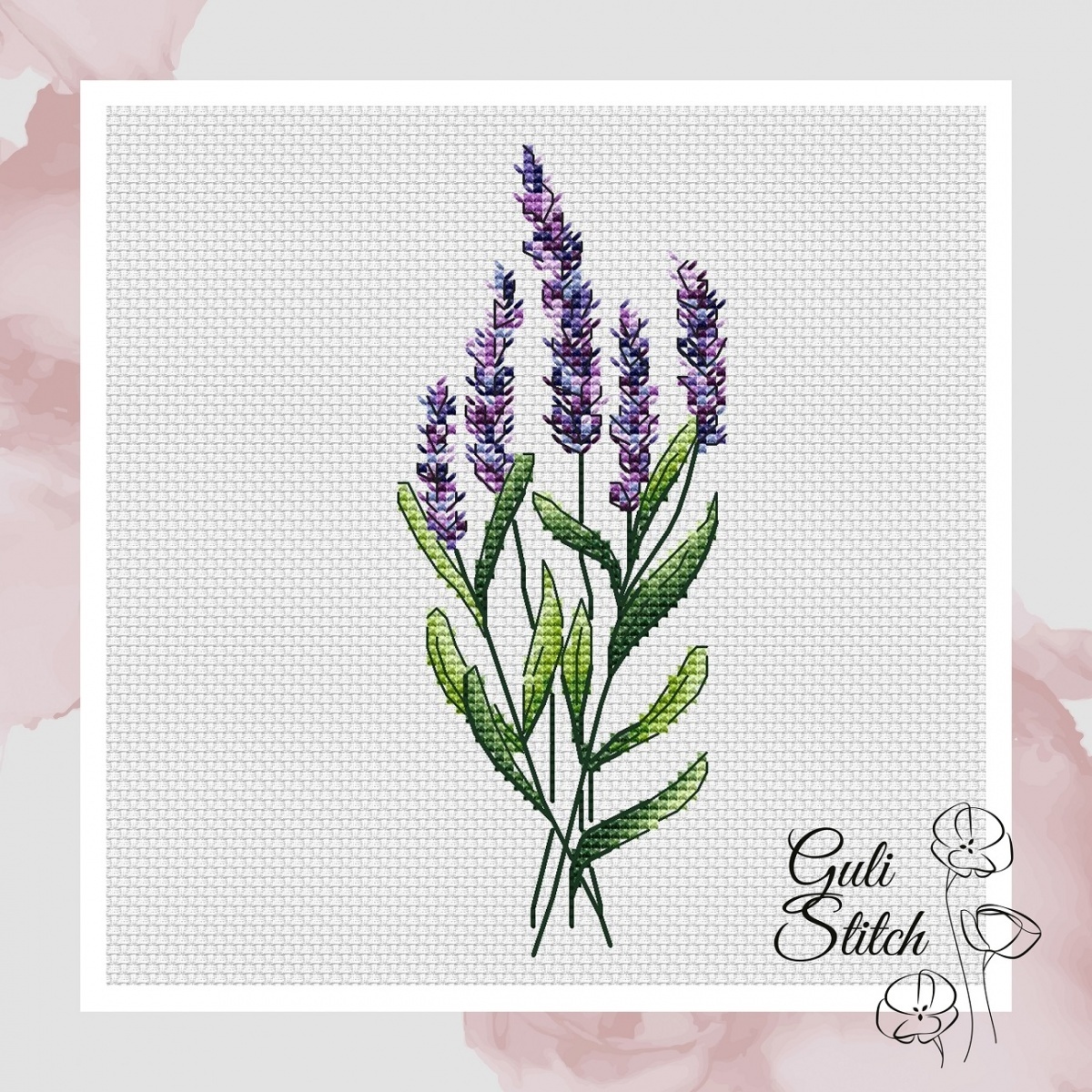 Lavender Flowers Cross Stitch Chart фото 1