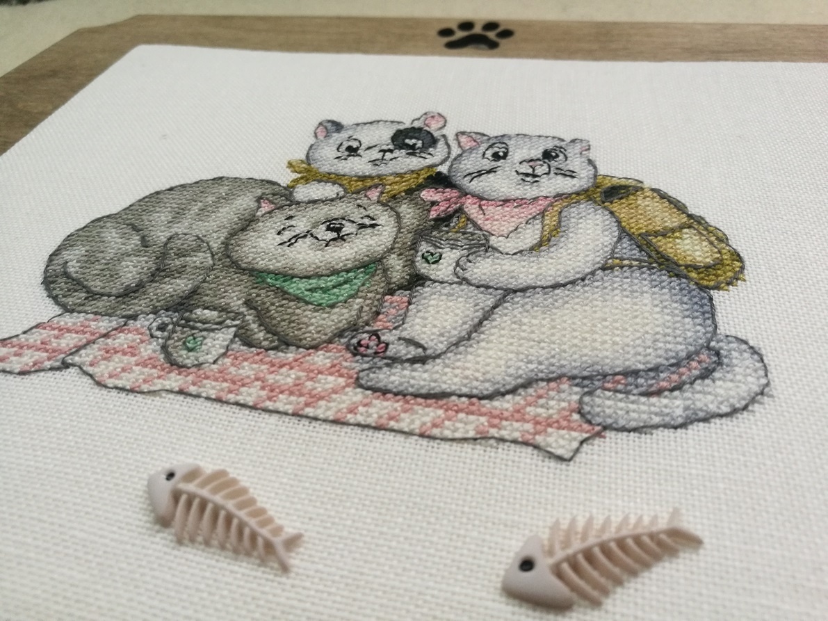 Three Cats on a Blanket Cross Stitch Pattern фото 5