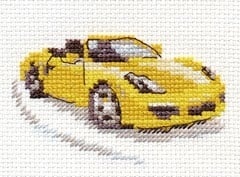 Yellow Sports Car Cross Stitch Kit фото 1