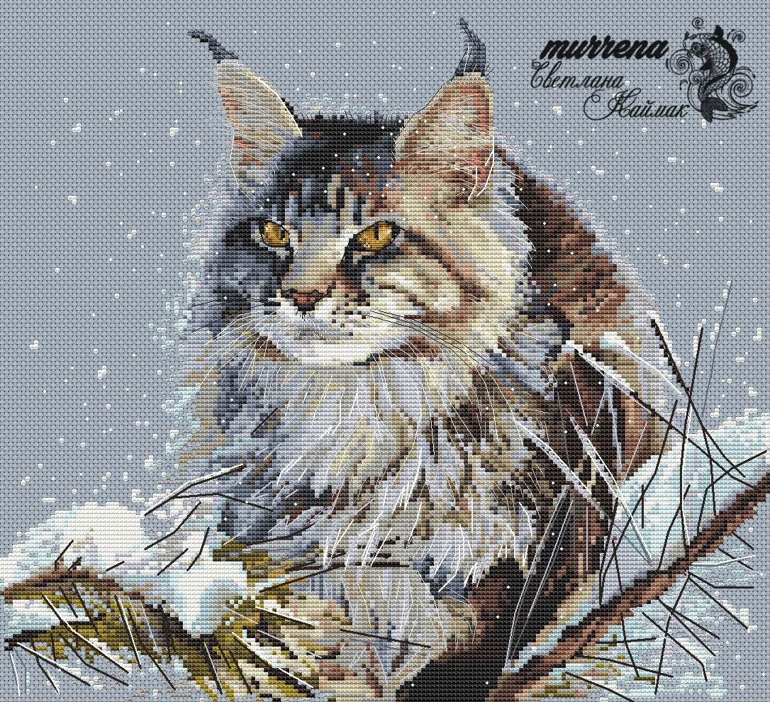 Cat Lynx Cross Stitch Pattern фото 1