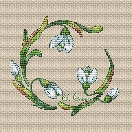 Wreath with Snowdrops Cross Stitch Pattern фото 2