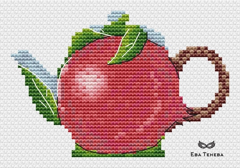 Pomegranate Tea Set Cross Stitch Pattern фото 2