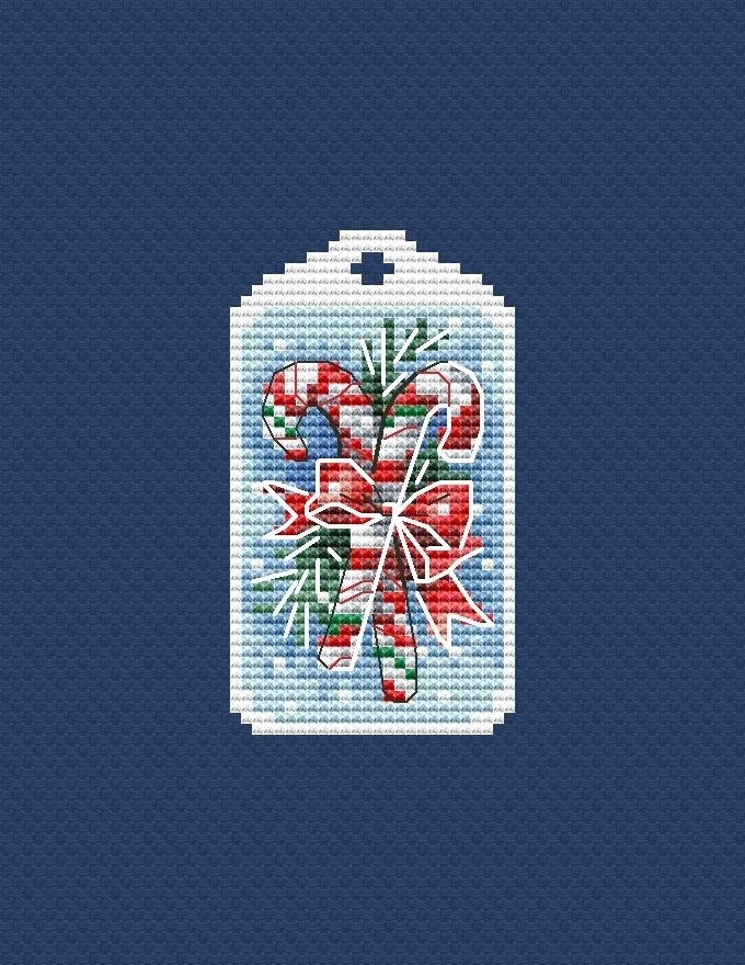 Christmas Keychain 2. Candy Cane Cross Stitch Pattern фото 1
