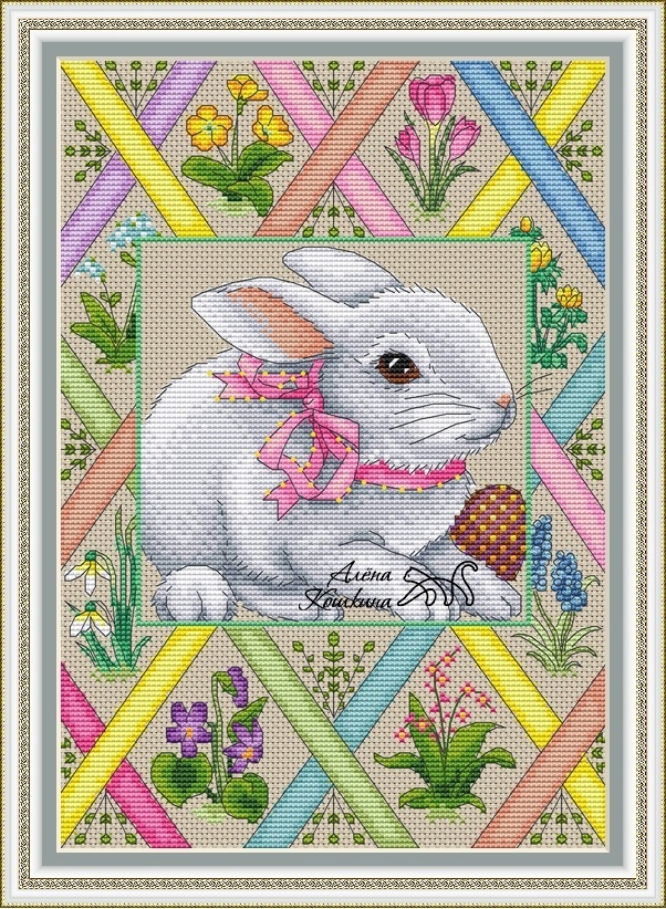 Spring Bunny Cross Stitch Chart фото 1