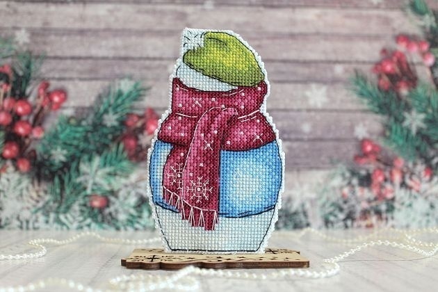Snowman with Christmas Tree Cross Stitch Kit фото 3