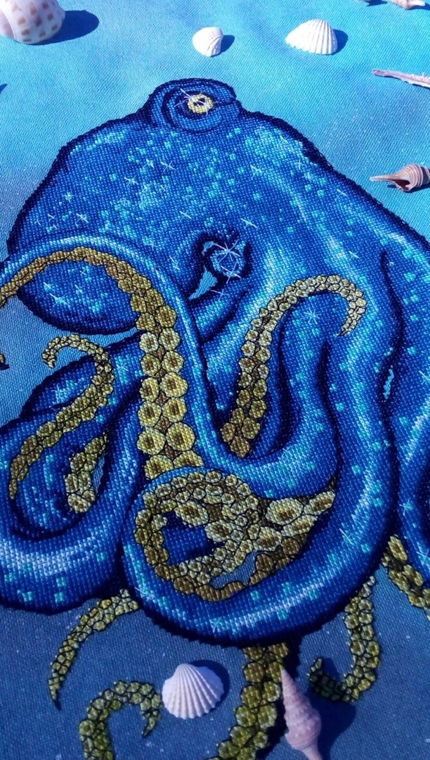 Blue Octopus Cross Stitch Pattern фото 4