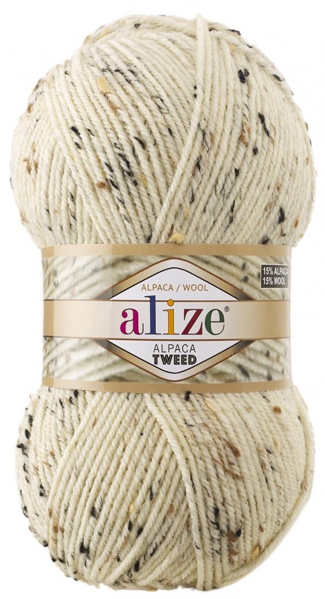 Alize Alpaca Tweed, 15% Wool, 15% Alpaca, 5% Viscose, 65% Acrylic