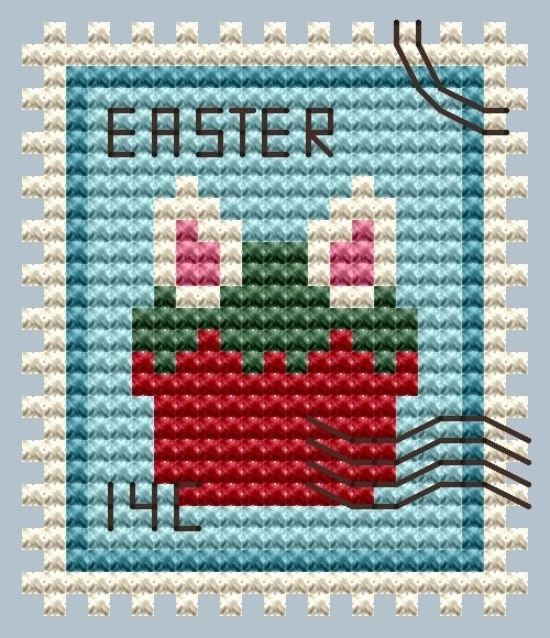 Easter Cupcake Postage Stamp Cross Stitch Pattern фото 1