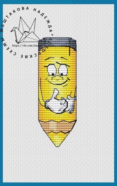 Yellow Pencil Cross Stitch Pattern фото 1