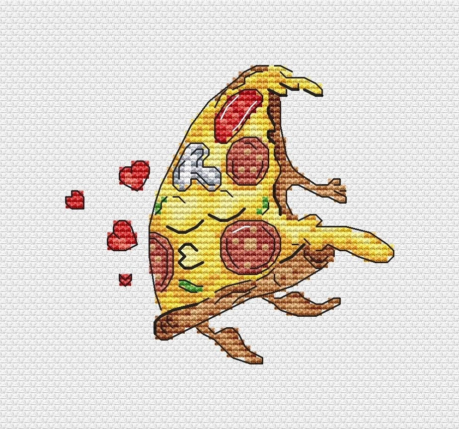 Kissing Pizza Cross Stitch Pattern фото 1