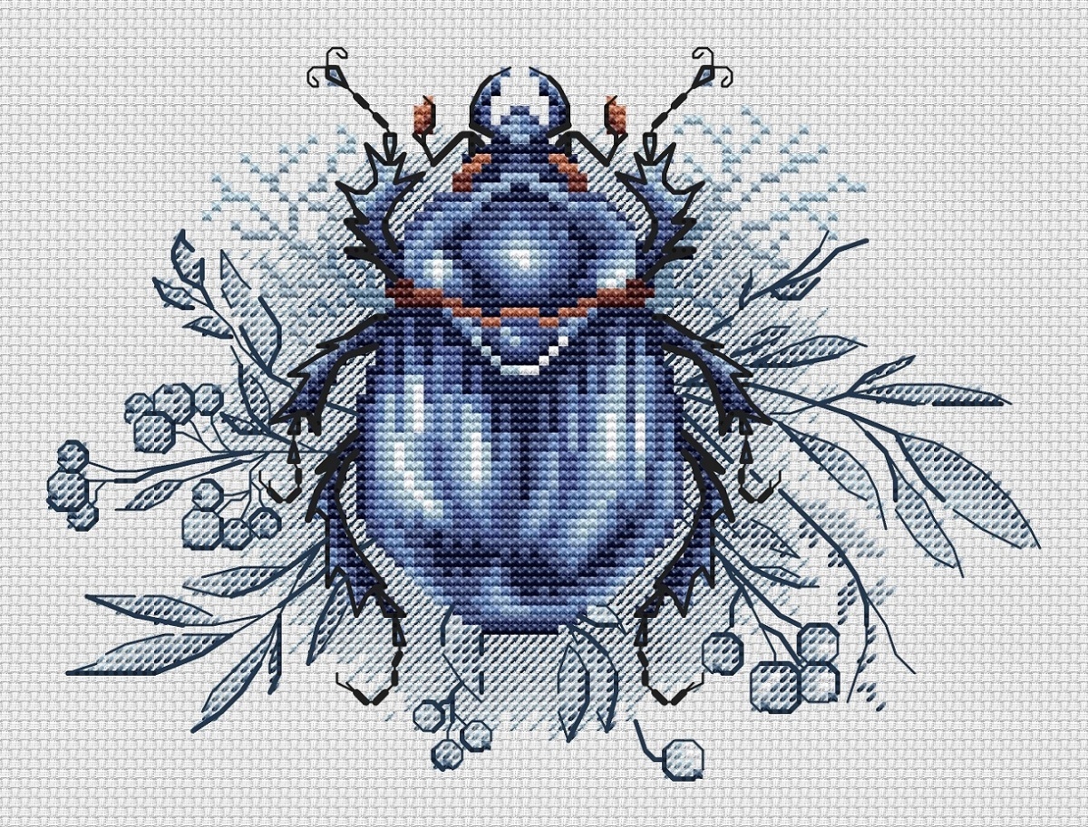 Blue Beetle Cross Stitch Pattern фото 1