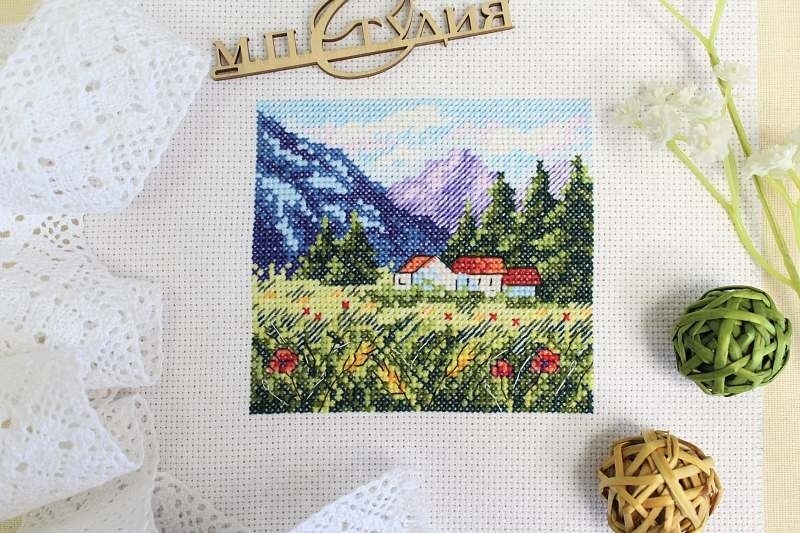 Spring Mountain Landscape Cross Stitch Kit фото 2