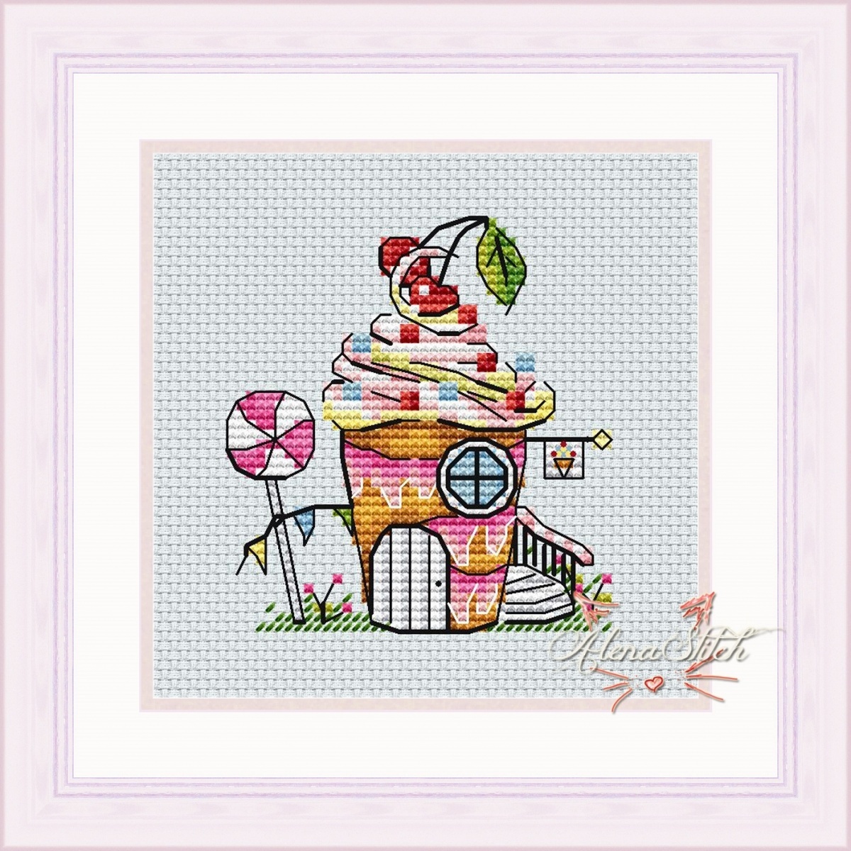 Ice Cream House Cross Stitch Pattern фото 1