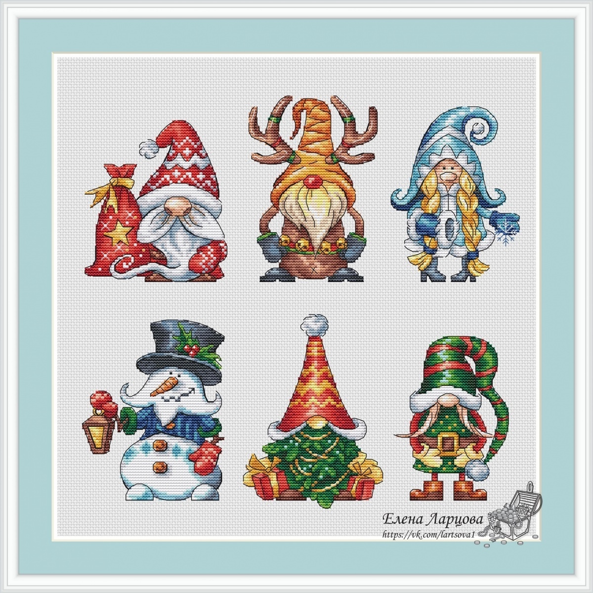 Christmas Gnomes Cross Stitch Pattern фото 1