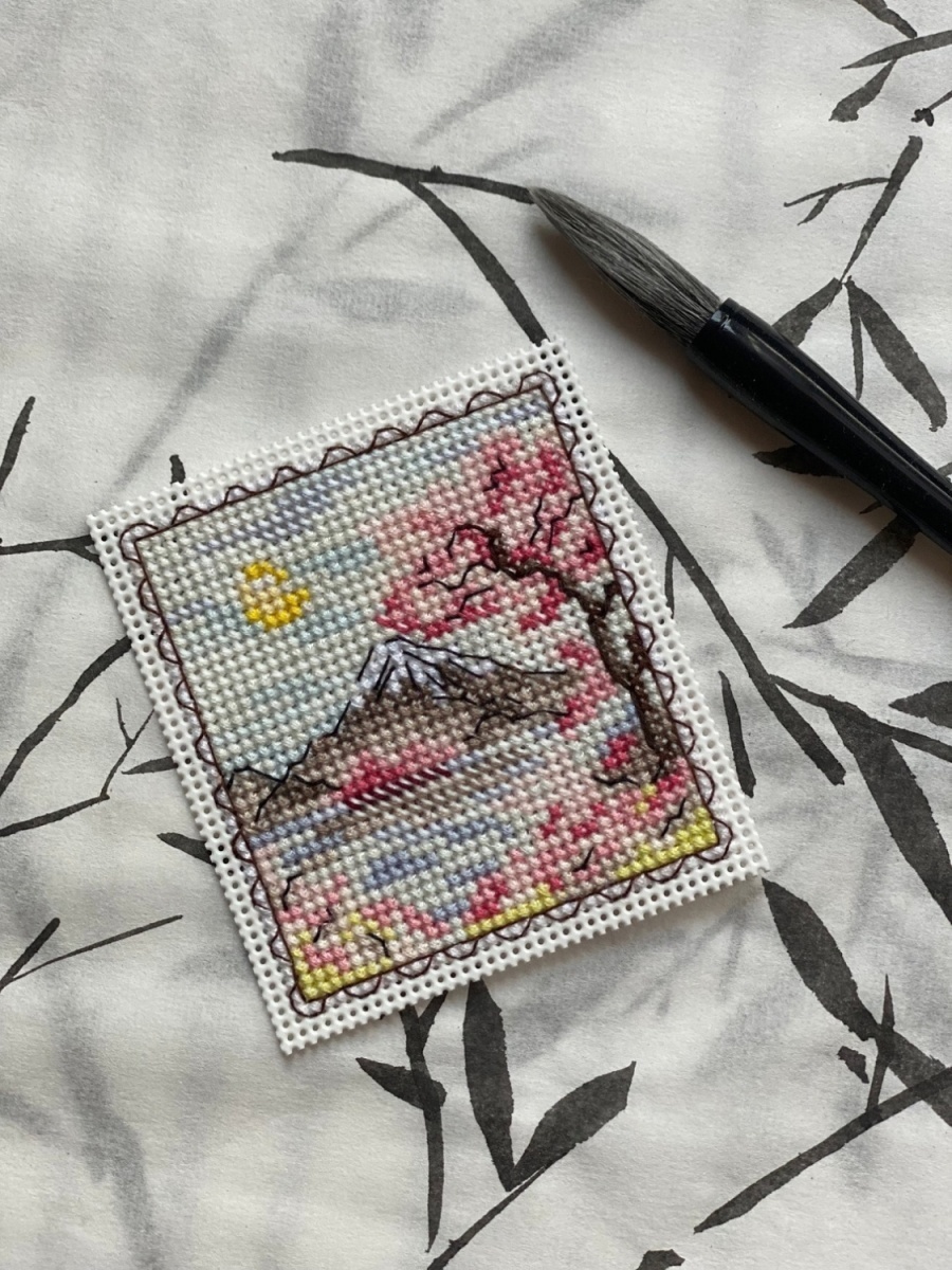 Sakura Postage Stamp Cross Stitch Pattern фото 14