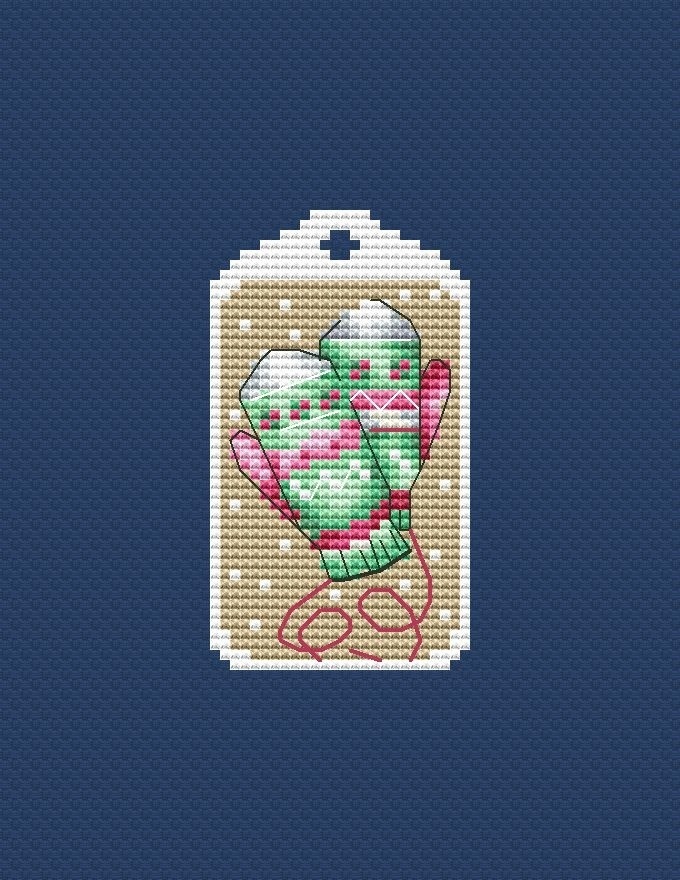 Christmas Keychain. Mittens Cross Stitch Pattern фото 1