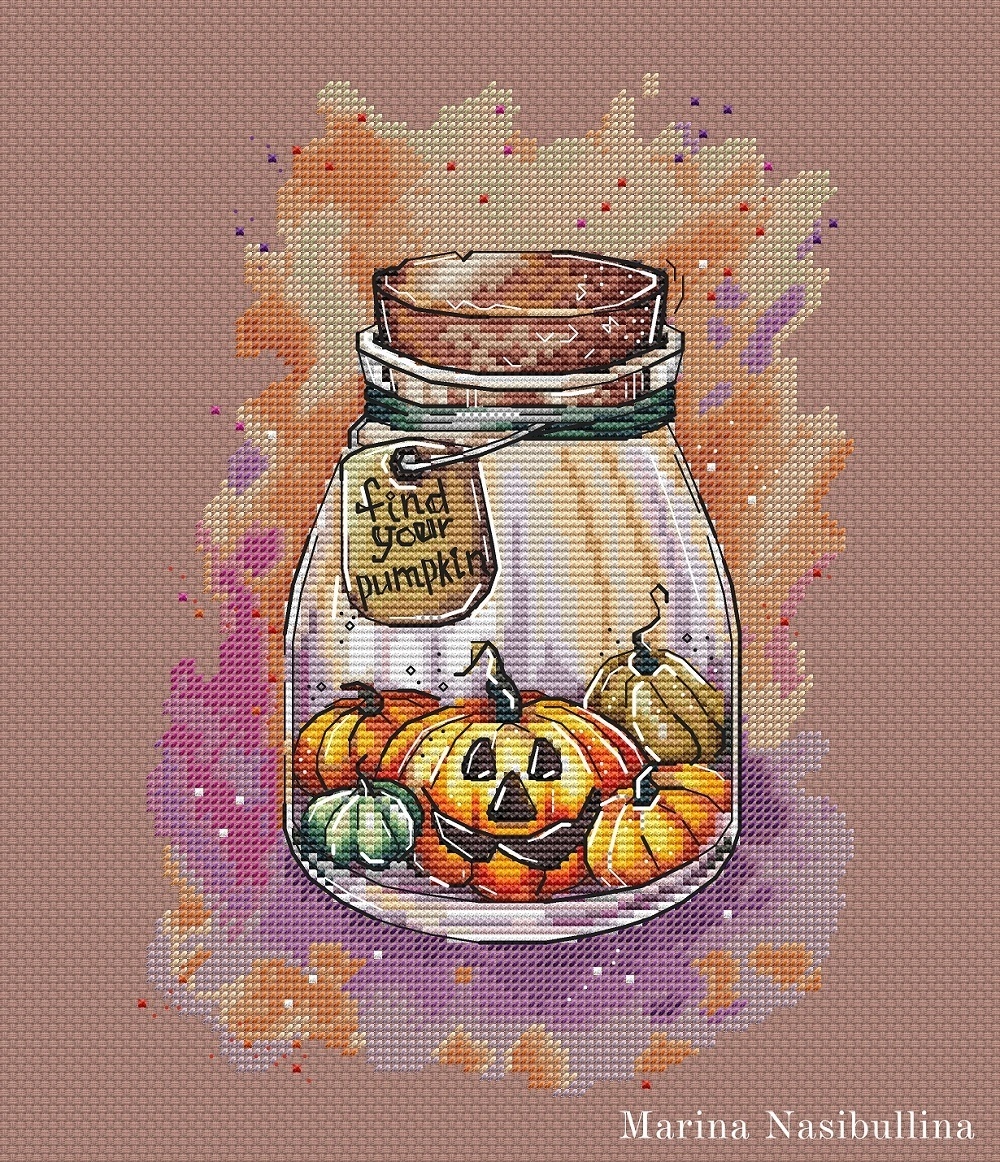 Jar of Pumpkins Cross Stitch Pattern фото 1