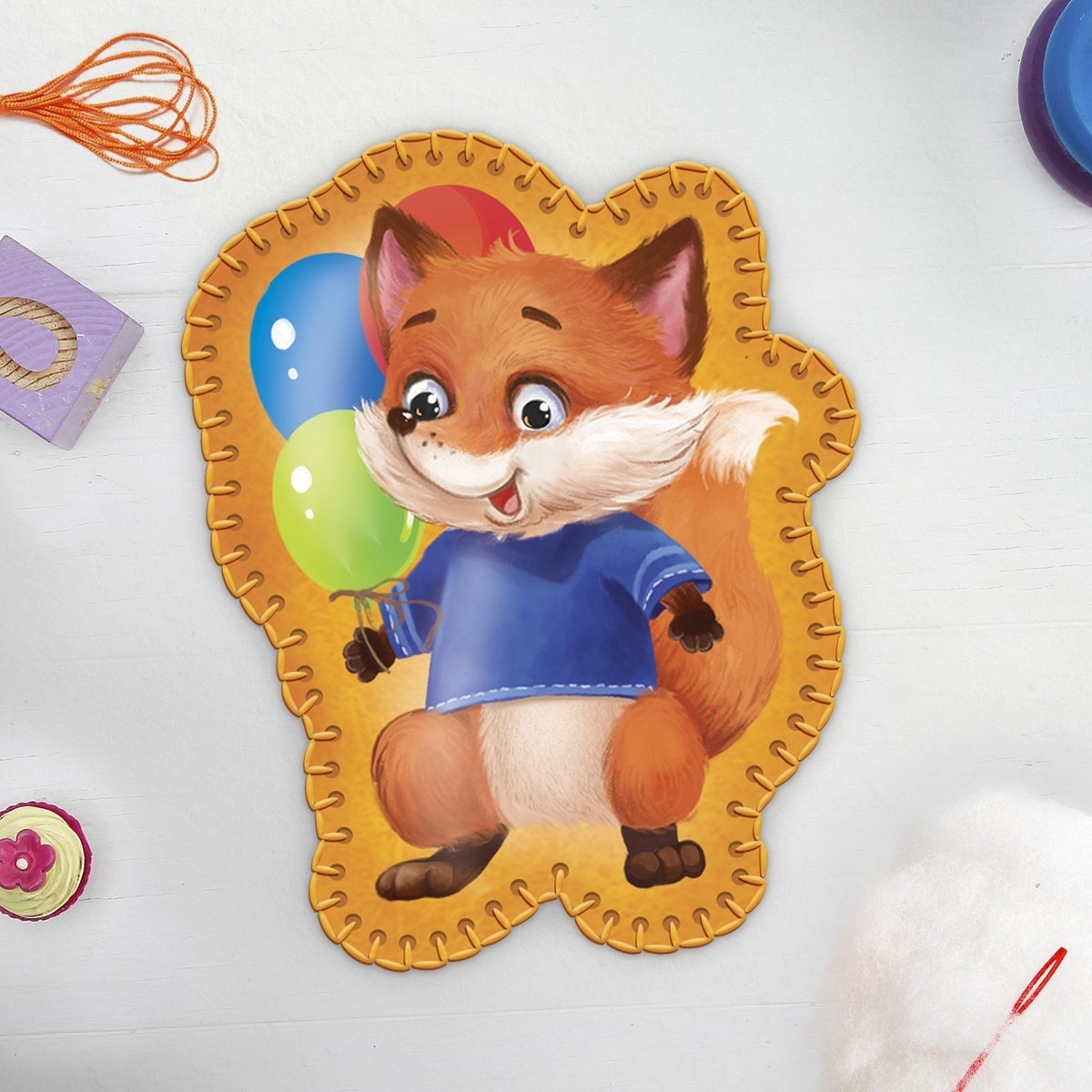Fox with Balloons Felt Toy Sewing Kit with Thermal Sticker фото 1