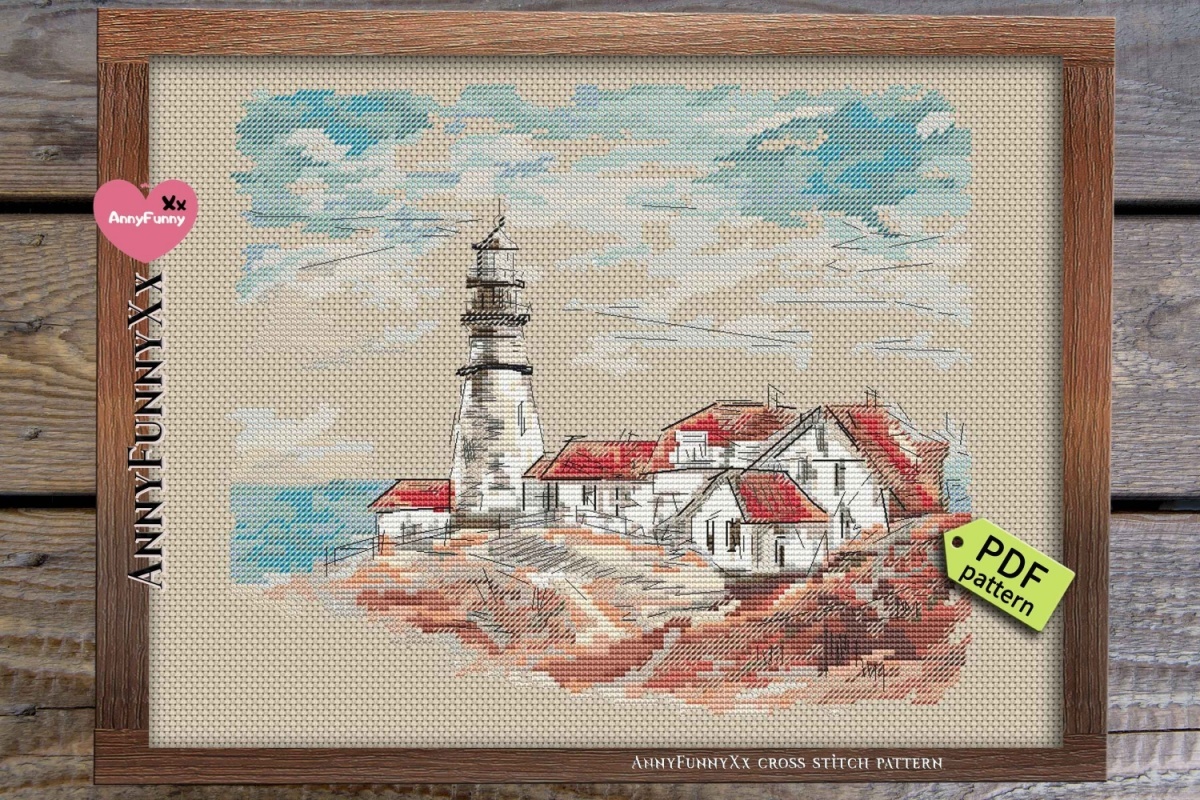 Old Lighthouse in the Village Cross Stitch Pattern фото 3
