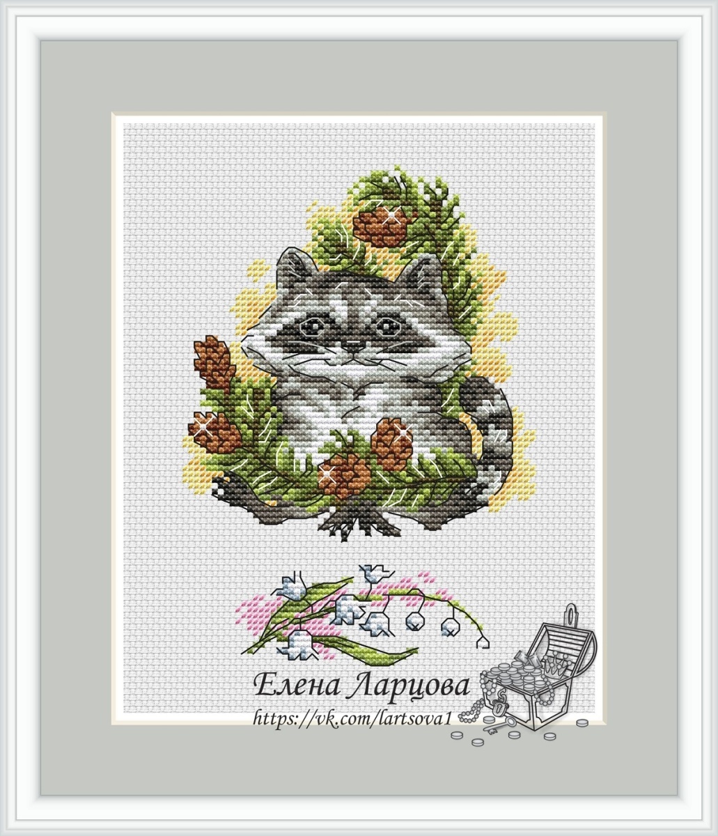 Forest Friends. Raccoon Cross Stitch Pattern фото 1