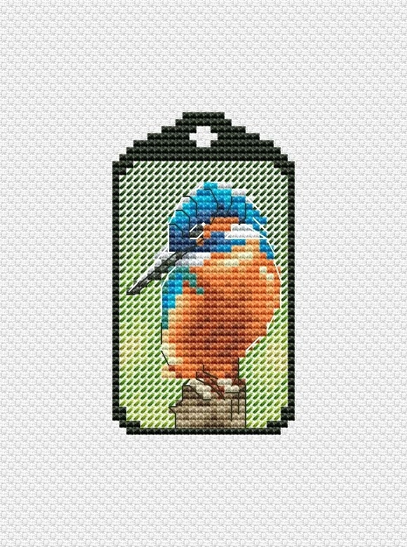 Kingfisher Keychain Cross Stitch Pattern фото 1