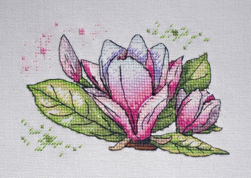 Watercolor Magnolia Cross Stitch Pattern фото 3