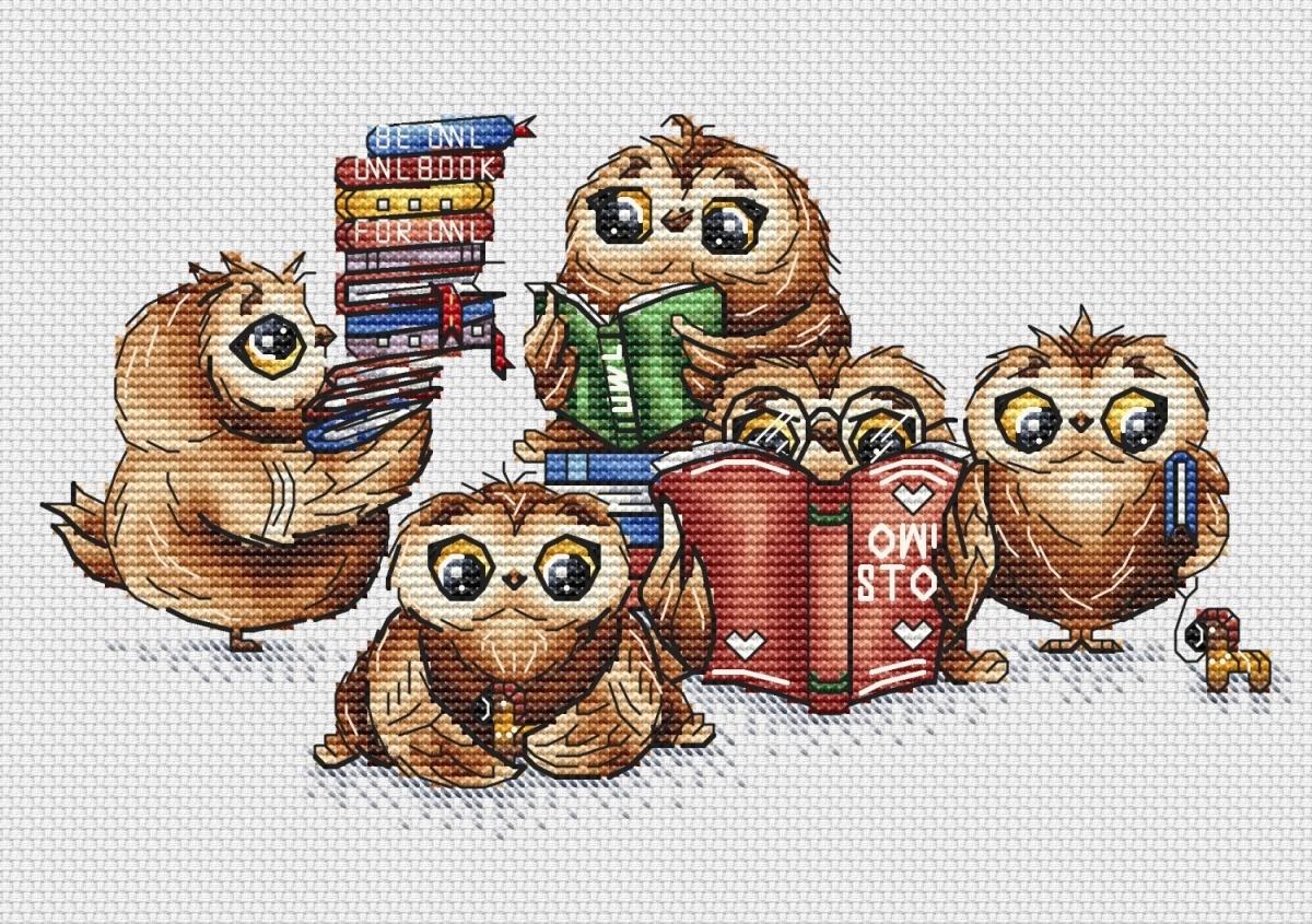 Owls with Books Cross Stitch Pattern фото 2